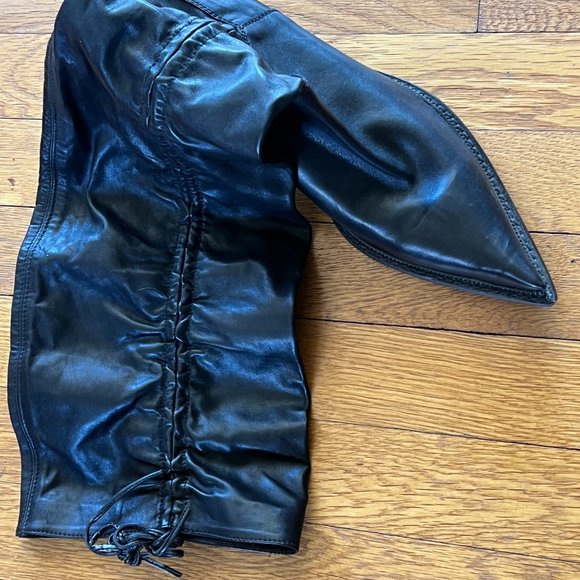 Tall Italian Leather Pointy Boots Woman Size40 Italy  (US 10) Narrow - Picture 7 of 11